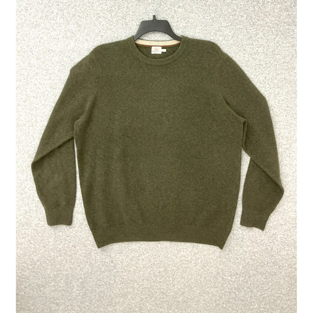 Faherty Mens Jackson Crewneck Sweater XL Olive Organic Cotton Stretchy Casual